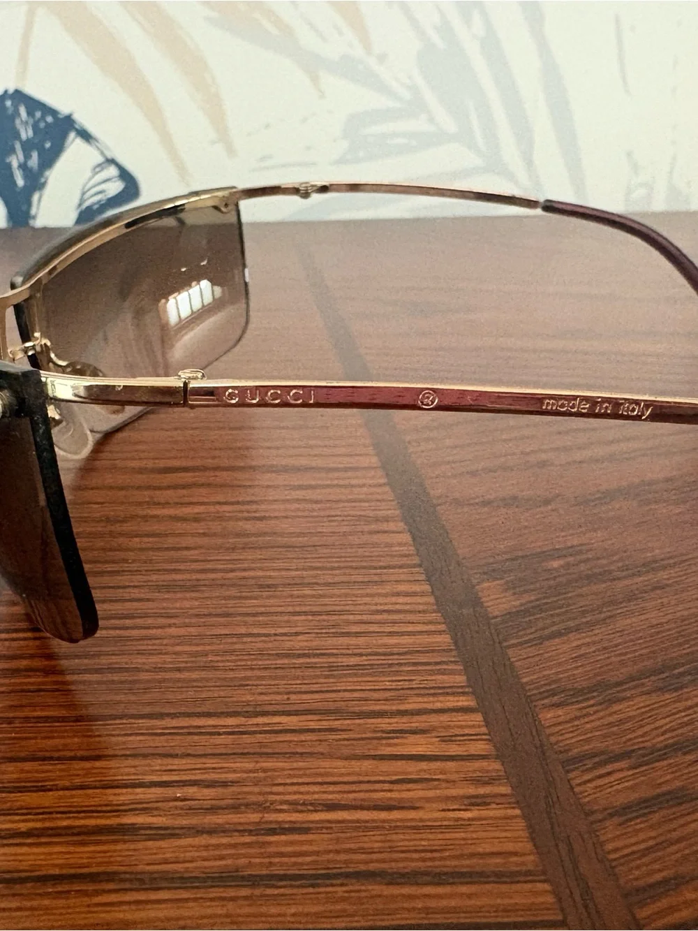 Gucci Men's Rimless Sunglasses - Gold Frame, Brown Gradient Lenses